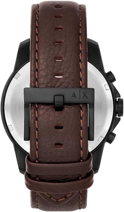 Armani Exchange Watch for Men, Quartz Movement, 44 mm Brown Stainless Steel Case with a Leather Strap, AX1732