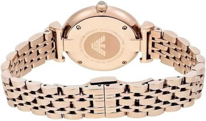 Emporio Armani Women's Dress Watch Stainless Steel Quartz Stainless-Steel Strap, Pink, 14 (Model: AR11059)