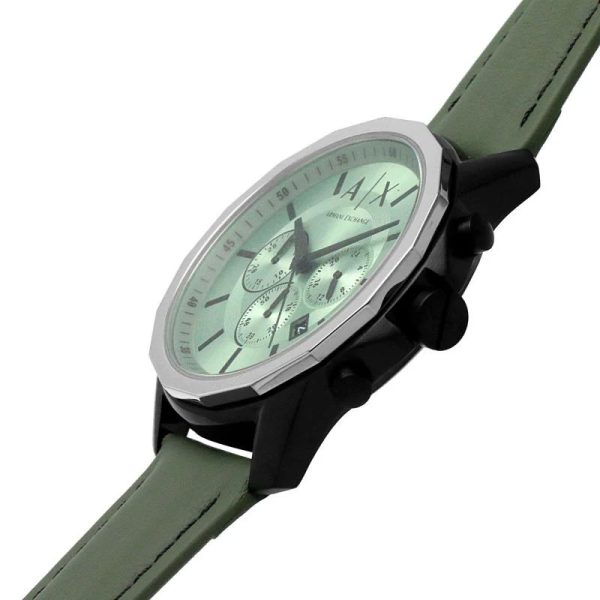 Armani Exchange Men’s Quartz Green Leather Strap Green Dial 44mm Watch AX1725