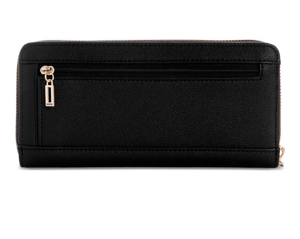 GUESS WOMENS Large Zip Around Wallet BLACK