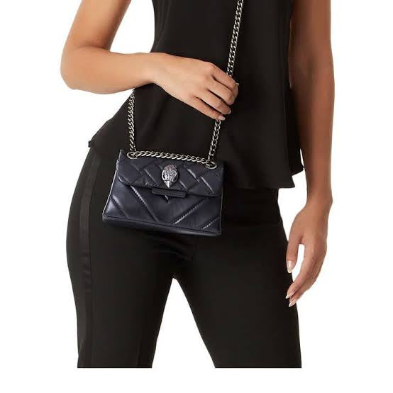 Kurt Geiger Mini Kensington Shoulder Bag In Leather Small - Black Silver Combination