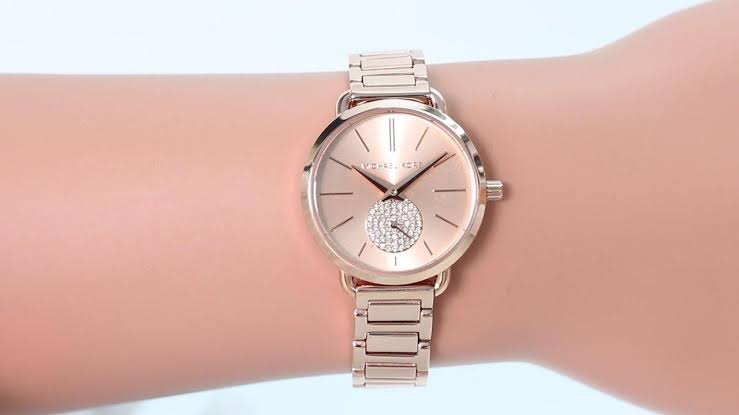 Michael Kors MK3640 PORTA Rose Gold Tone Slim Swarovski Diamonds Sub-Eye Dial Ladies Watch