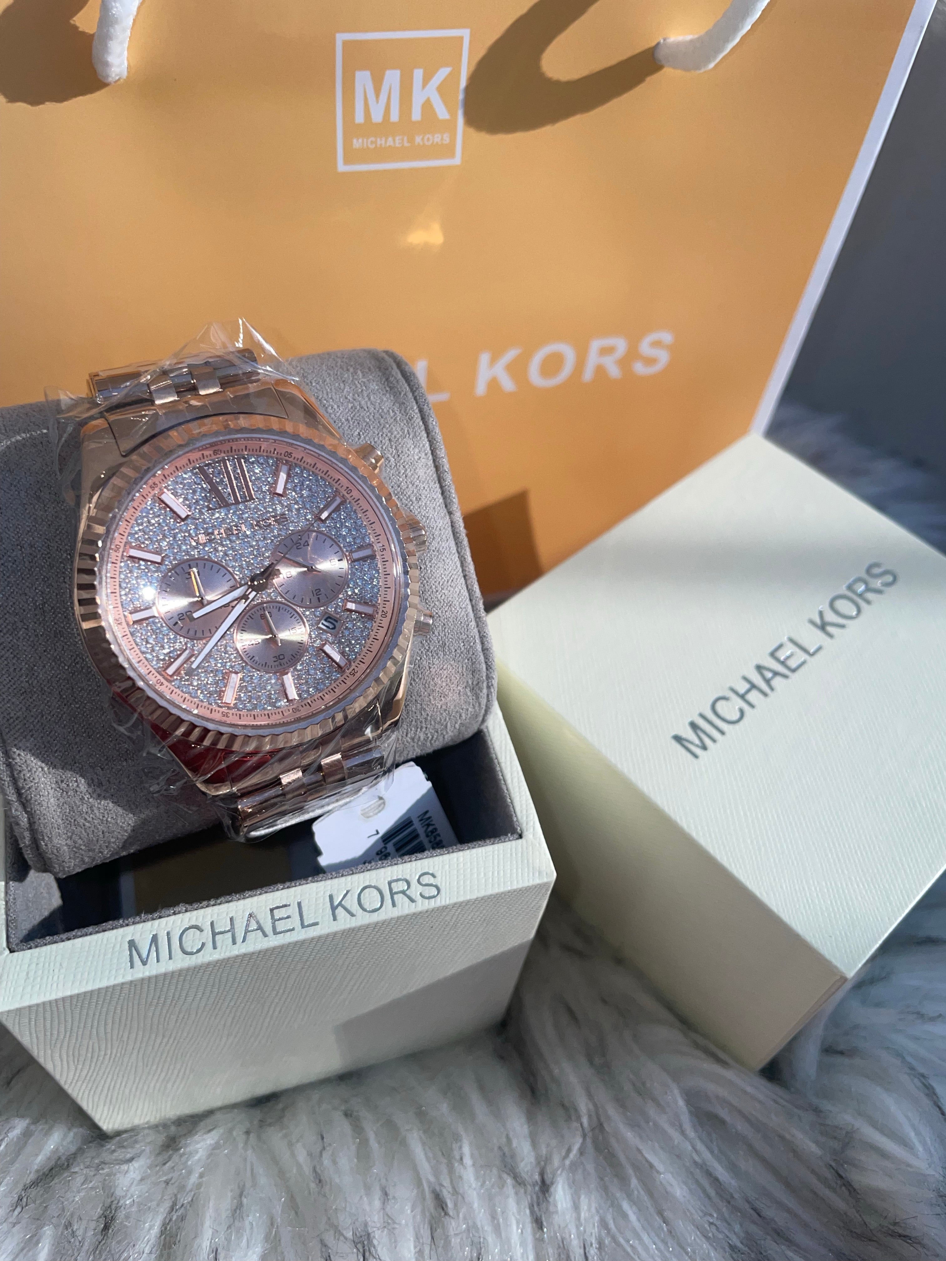 Michael Kors Lexington Crystal Pave Dial Ladies Chronograph Watch MK8580