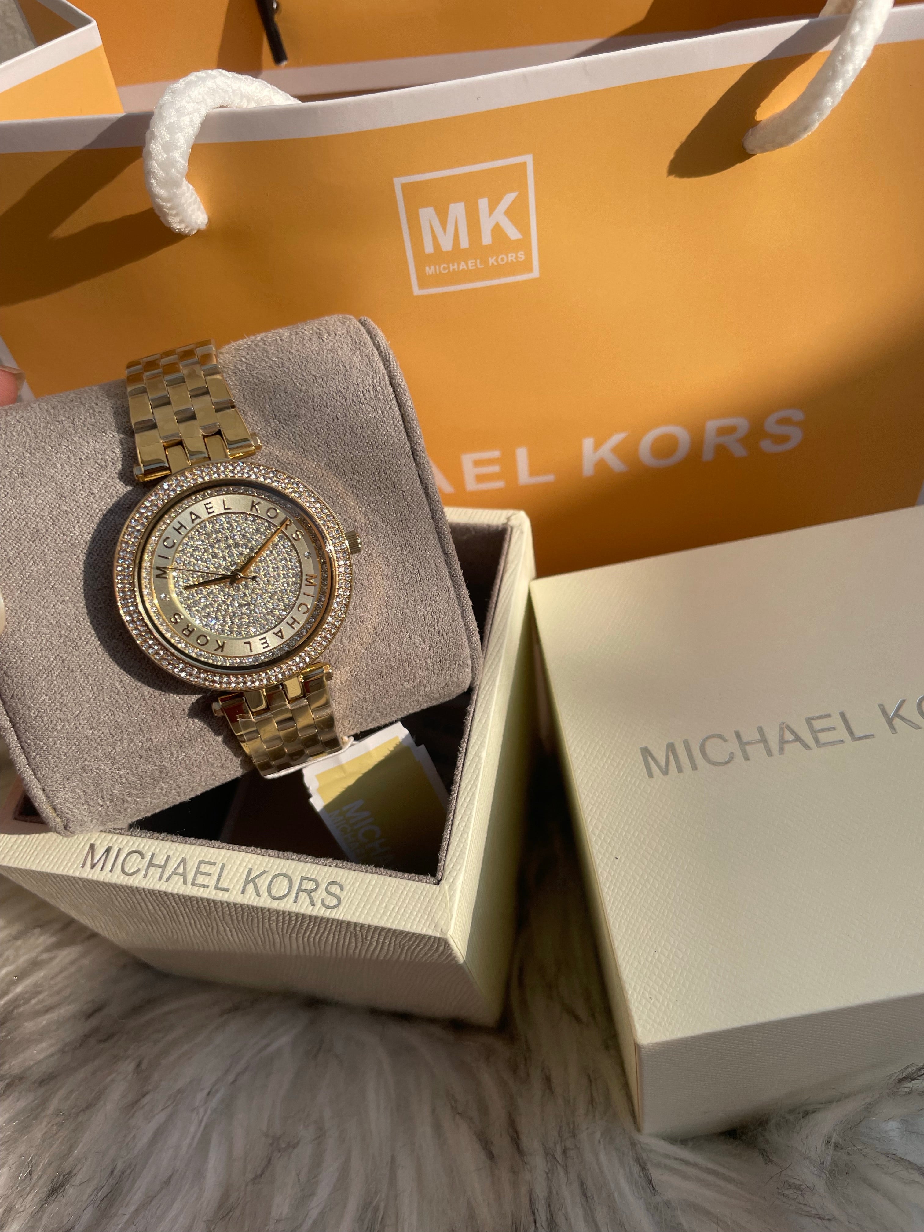 Michael Kors Mini Darci Gold Crystal Pave Dial Ladies Watch MK3445