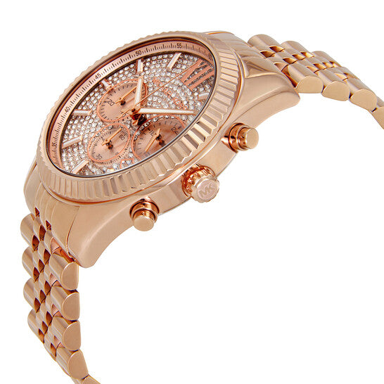 Michael Kors Lexington Crystal Pave Dial Ladies Chronograph Watch MK8580